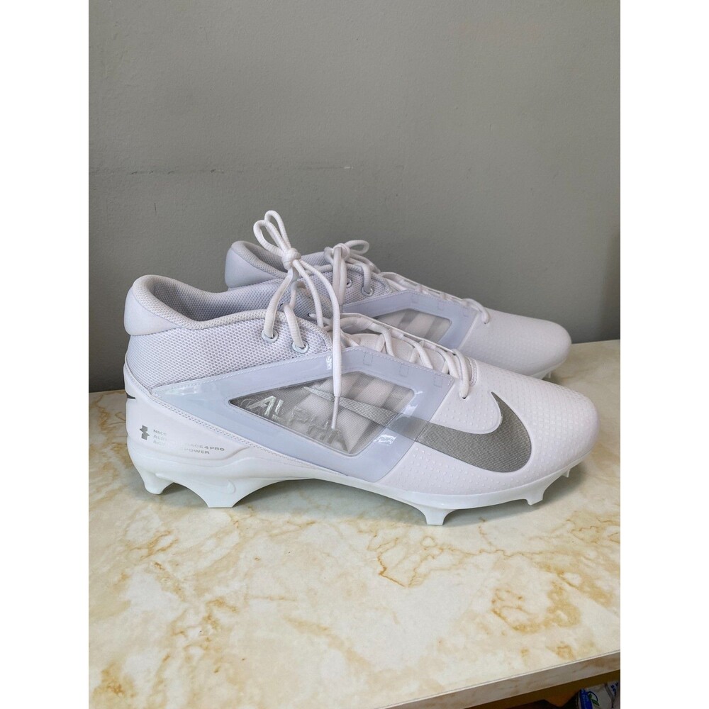 NEW Nike Alpha Menace 4 Pro White-Silver Football Cleats Mens Size 17 FD7037-101